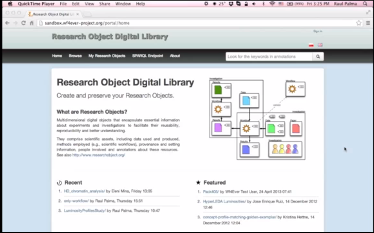 Screen Shot Research Object Digital Library Demo